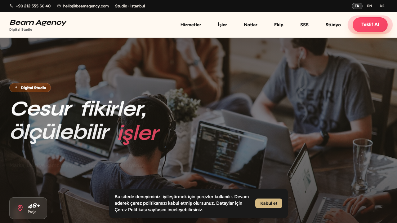 Ajans - 1 teması tam sayfa görünümü — Ajans web sitesi