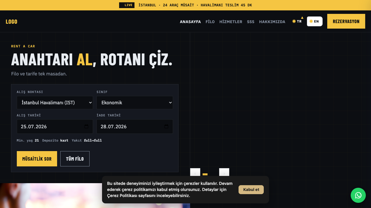 Araç Kiralama - 1 teması önizleme — Araç Kiralama web sitesi tasarımı