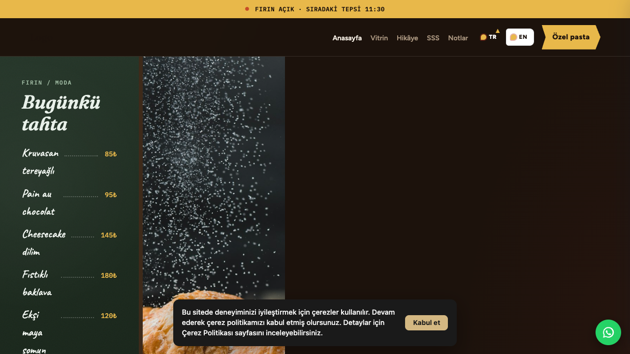 Pastane - 1 teması tam sayfa görünümü — Pastane web sitesi