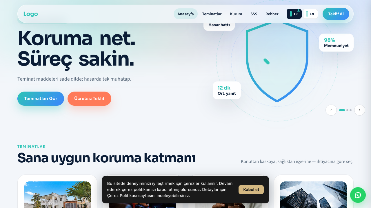 Sigorta - 1 teması önizleme — Sigorta web sitesi tasarımı